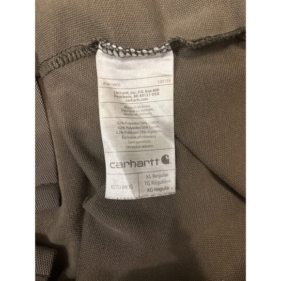 Carhartt XL Mens Polo Shirt‎ Workwear Pocket Relaxed Fit Olive Green - Picture 4 of 11